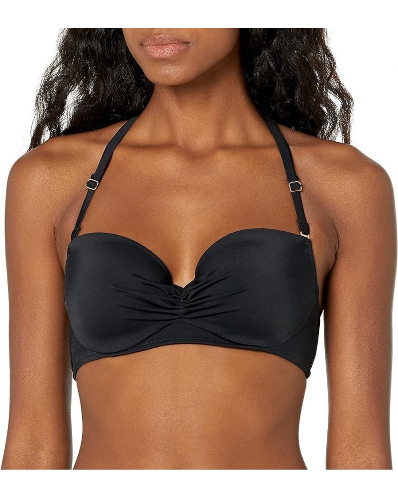 Women's Light Lined Medallion Back Swimsuit Bikini Top Black Hue $22.69 Swimsuits