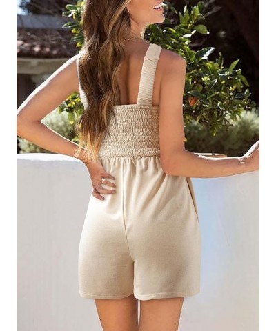 Summer Sleeveless Shorts Rompers Casual Beach Tank Top Jumpsuit with Pockets Apricot $15.90 Jumpsuits