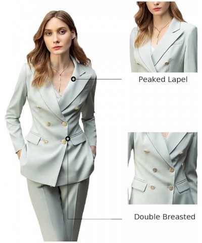 2 Piece Women's Peaked Lapel Classic Fit Outfit Double Breasted Formal Business Blazer Pant Suits Chocolate $32.66 Suits