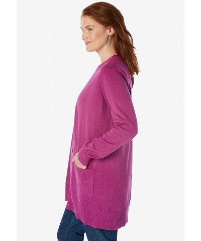 Women's Plus Size Perfect Longer-Length Cotton Cardigan Sweater Medium Heather Grey $22.13 Sweaters