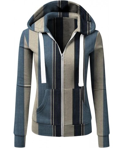Womens Striped Color Block Hoodies Long Sleeve Hooded Sweatshirts Zip Up Jacket Pullover Top with Pockets Plus Size D-black $...
