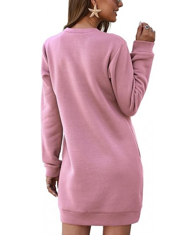 Women's Winter Sweatshirt Dress Fleece Lined Pullover Shirt with Pockets Warm Pink $17.29 Hoodies & Sweatshirts