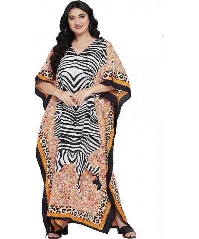 Gypsie Blu Women Floral Kaftan Plus Size Caftan Dress Long Tunic Maxi Casual Beach Dress Multicolor Leopard Pattern $10.80 Sw...