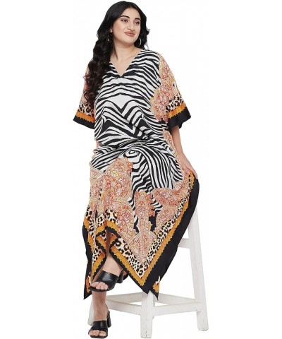 Gypsie Blu Women Floral Kaftan Plus Size Caftan Dress Long Tunic Maxi Casual Beach Dress Multicolor Leopard Pattern $10.80 Sw...