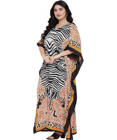 Gypsie Blu Women Floral Kaftan Plus Size Caftan Dress Long Tunic Maxi Casual Beach Dress Multicolor Leopard Pattern $10.80 Sw...