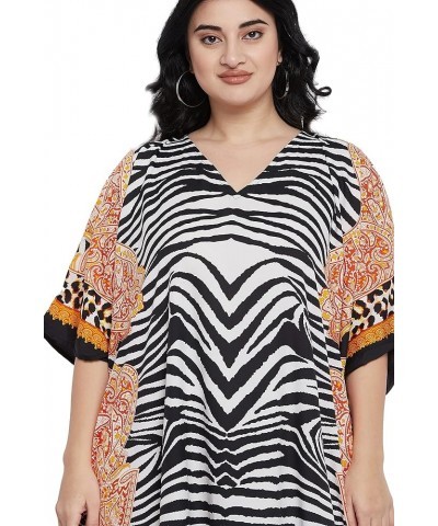 Gypsie Blu Women Floral Kaftan Plus Size Caftan Dress Long Tunic Maxi Casual Beach Dress Multicolor Leopard Pattern $10.80 Sw...