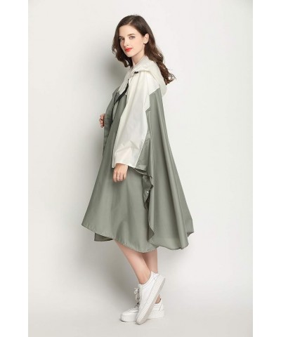 Womens Rain Poncho Stylish Polyester Waterproof Raincoat Free Size with Hood Zipper Various Colors Styles Green White $13.23 ...