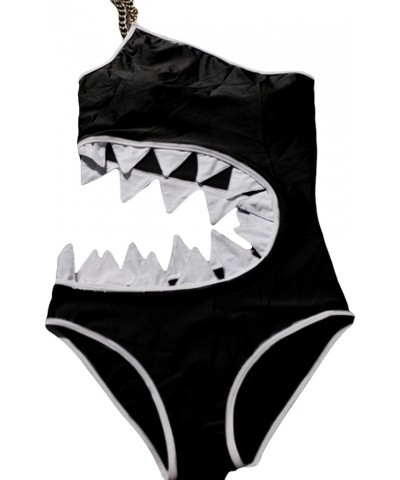 Women's One Piece Shark's Mouth Swimsuit Bikini Beachwear Tankini Black $10.52 Swimsuits