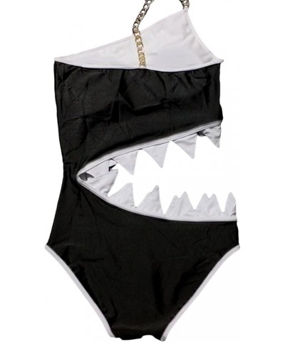 Women's One Piece Shark's Mouth Swimsuit Bikini Beachwear Tankini Black $10.52 Swimsuits