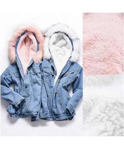 Women Large Fur Collar Hooded Denim Jacket Thicken Velvet Shaggy Loose Bomber Jean Jacket Warm Fleece Lined Cotton-Padded Pin...