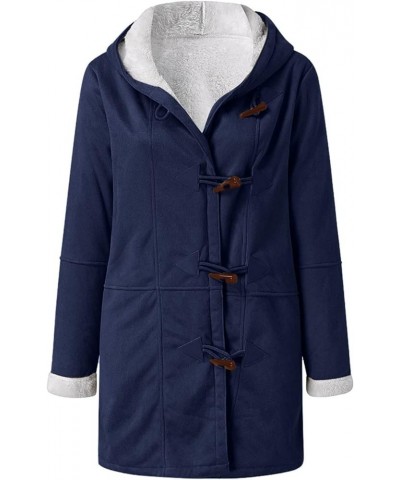 Women's Winter Coats Long Length Plus Size Button Plush Tops Hooded Loose Cardigan Wool Coat Jacket Coat 2-blue $12.00 Coats