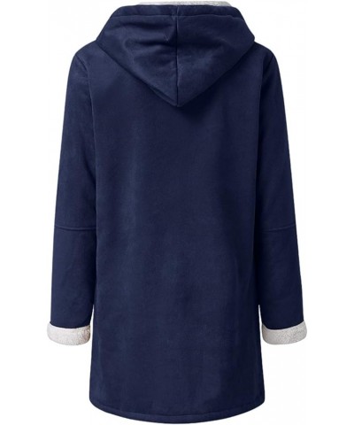 Women's Winter Coats Long Length Plus Size Button Plush Tops Hooded Loose Cardigan Wool Coat Jacket Coat 2-blue $12.00 Coats