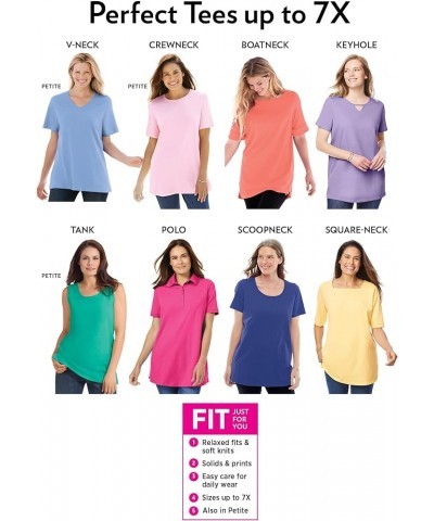 Women's Plus Size Perfect Printed Short-Sleeve Polo Shirt Bright Cobalt Nautical $23.23 Shirts
