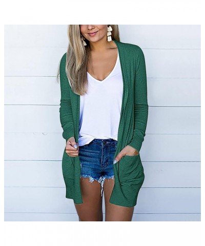 Women's Open Front Lightweight Cardigan with Pockets Long Sleeve V-Neck Outerwear Solid Color Sweaters Plus Size 14-green $9....