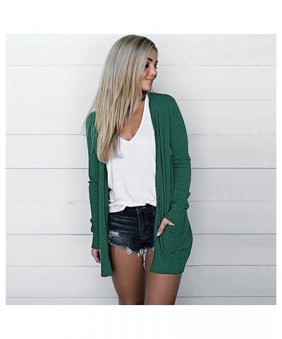 Women's Open Front Lightweight Cardigan with Pockets Long Sleeve V-Neck Outerwear Solid Color Sweaters Plus Size 14-green $9....