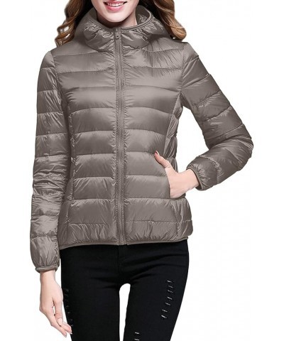 Women's Packable Ultra Lightweight Jacket 2023 Winter Warm Slim Fit Duck Down Coats with Pockets Recycled Insulation 1-khaki ...