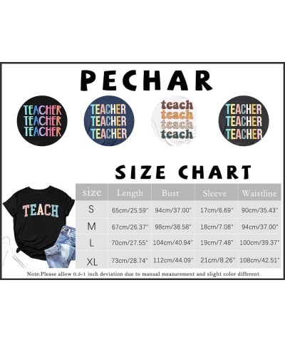 Teacher Shirts Women Funny Teach Printed Graphic Tshirt Short Sleeve T-Shirt Blouse Teacher Gifts Tops Tee Black2 $10.53 T-Sh...