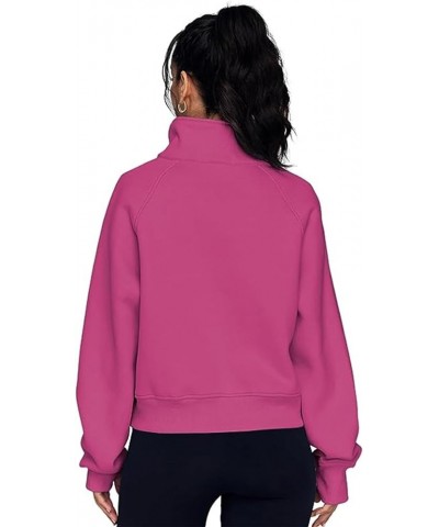 Womens Zip Up Hoodies with Thumb Hole Fleece Womens Hooded Pullover Sweatshirts Half Zipper Crop Long Sleeve Tops Purple $14....