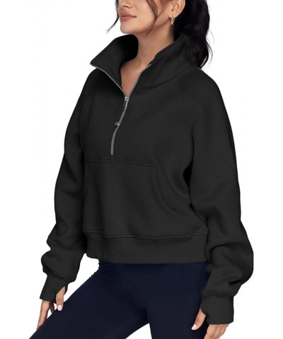 Womens Zip Up Hoodies with Thumb Hole Fleece Womens Hooded Pullover Sweatshirts Half Zipper Crop Long Sleeve Tops Purple $14....