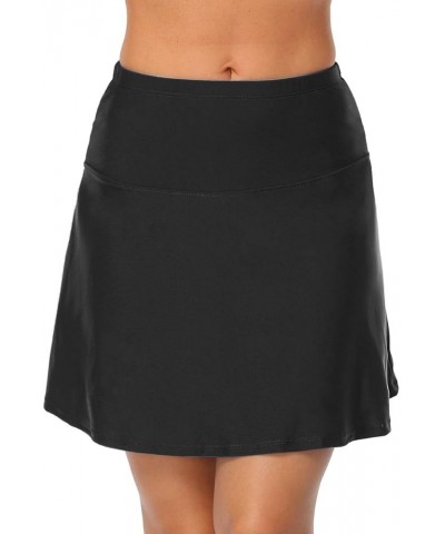 Women's High Waisted Swim Skirt Bottoms Athletic Tankini Swimsuits Skirt with Panty Black $19.19 Skirts