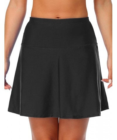 Women's High Waisted Swim Skirt Bottoms Athletic Tankini Swimsuits Skirt with Panty Black $19.19 Skirts