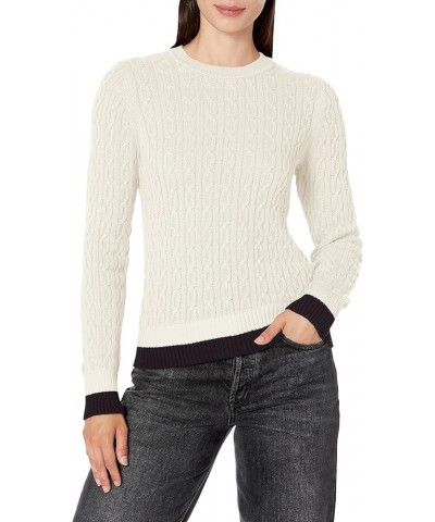 Women's Everyday Crewneck Cable Sweater Ivory Multi $20.10 Sweaters