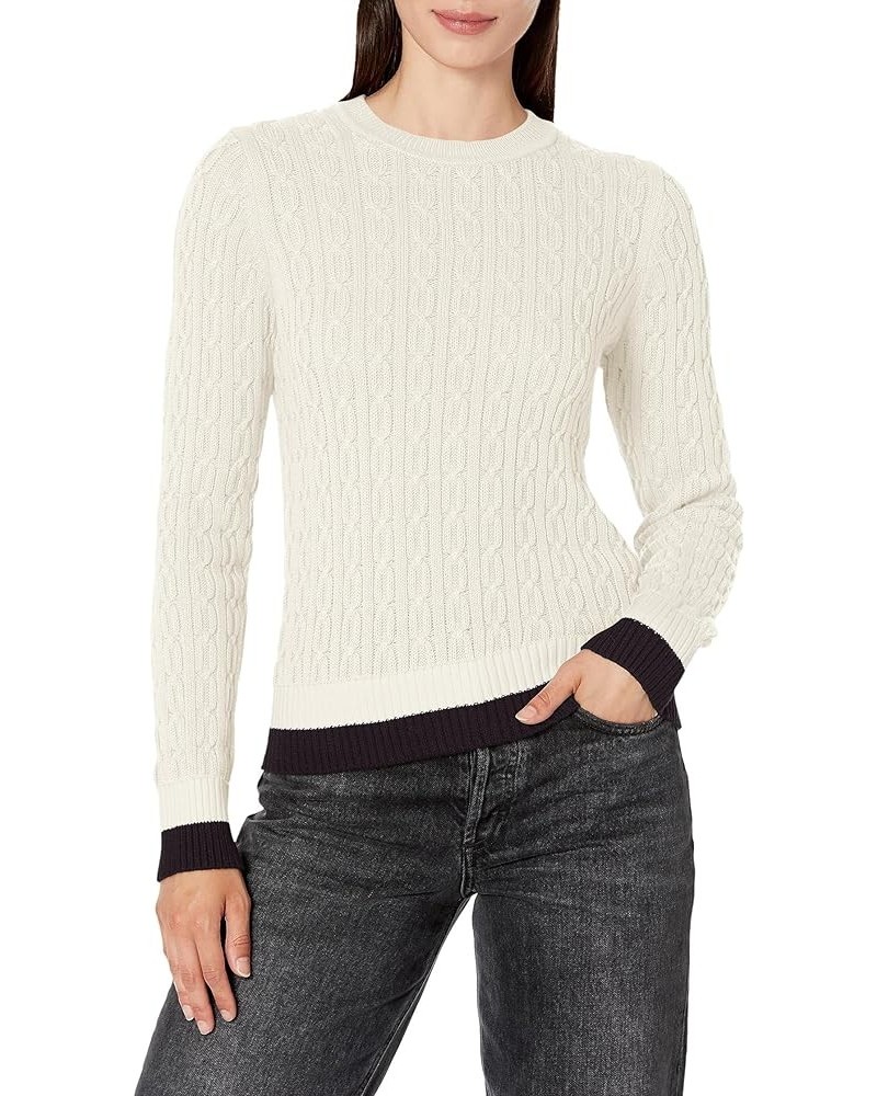 Women's Everyday Crewneck Cable Sweater Ivory Multi $20.10 Sweaters