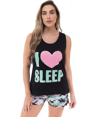 100% Cotton Women Sleepwear Pajama Sets Love Sleep - Camo $10.61 Sleep & Lounge