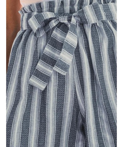 Womens High Waist Striped Shorts 2024 Summer Casual Wide Leg Belted Cotton Shorts Blue Stripes $11.50 Shorts