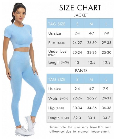 Workout Sets for Women Two Piece Outfits Seamless High Waist Leggings Yoga Crop Tops Athletic Sports Gym Sets A_light Blue $1...