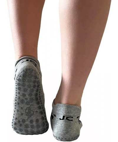 Non Slip Pilates Barre Socks with Grips, Anti Skid Leopard Print Ankle Grip Yoga Socks Leopard Grey/Nude $9.50 Activewear