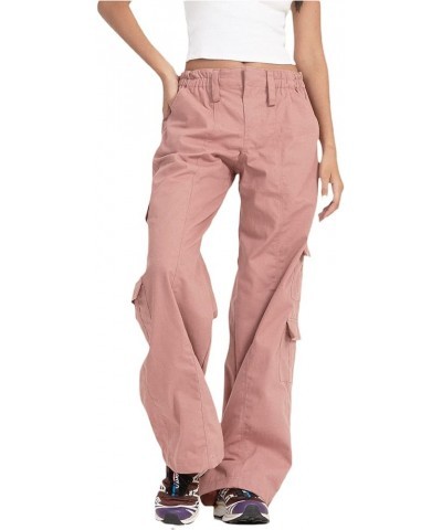 Women Pockets Cargo Pants Low Waist Straight Leg Joggers Trousers Distressed Loose Baggy Pants Retro Vintage H-01 Pink $13.53...