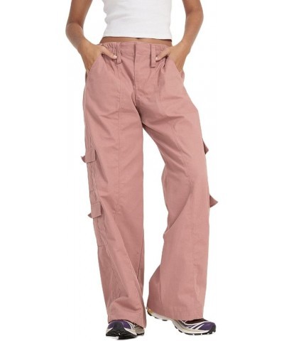 Women Pockets Cargo Pants Low Waist Straight Leg Joggers Trousers Distressed Loose Baggy Pants Retro Vintage H-01 Pink $13.53...