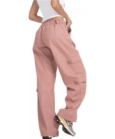 Women Pockets Cargo Pants Low Waist Straight Leg Joggers Trousers Distressed Loose Baggy Pants Retro Vintage H-01 Pink $13.53...