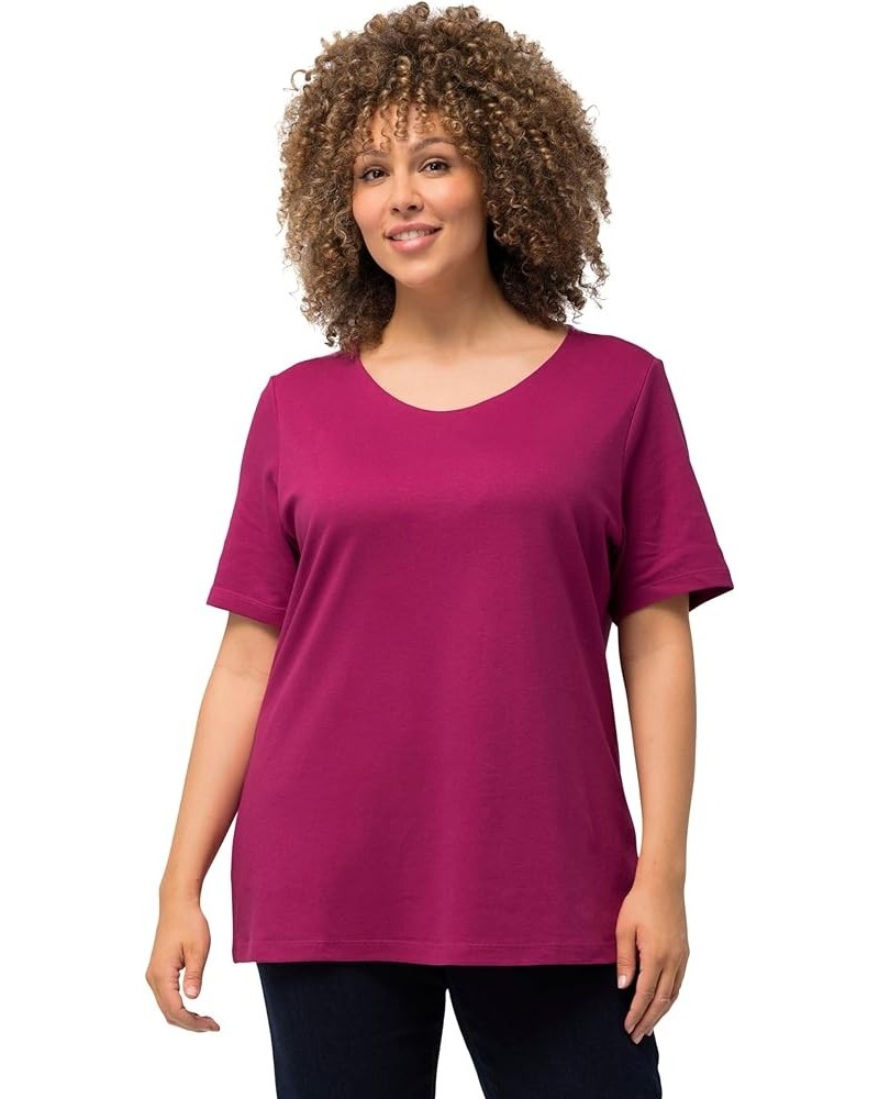 Womenswear Plus Size Curvy Oversize Double Layer Rounded V-Neck Slim Fit Tee 810528 Dark Purple $16.49 Tops