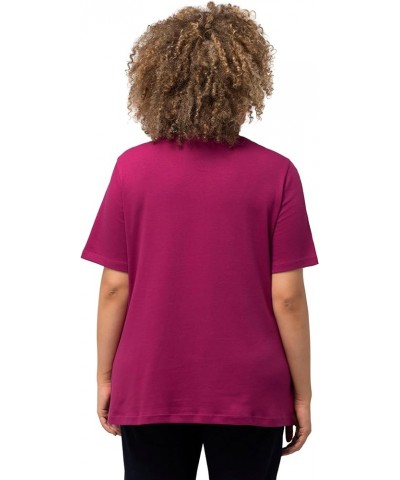 Womenswear Plus Size Curvy Oversize Double Layer Rounded V-Neck Slim Fit Tee 810528 Dark Purple $16.49 Tops