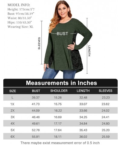 Women's Plus Size Long Sleeve Fall Tunic Tops Casual Loose Patchwork Shirts Bb2_ Army Green $13.72 Tops