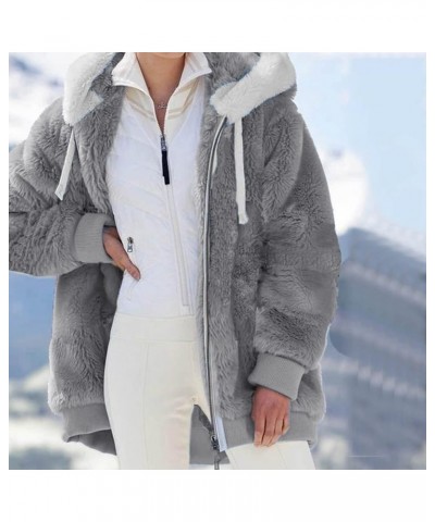 Womens Sherpa Hoodie Long Sleeve Teddy Bear Jacket Button Fluffy Pullover Fleece Faux Fur Cardigan Coats for Ladies Women's F...