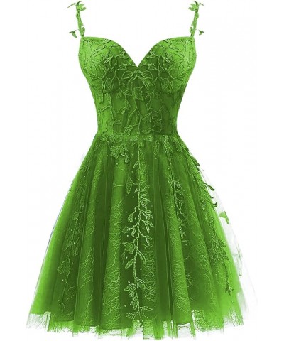 Tulle Homecoming Dresses for Teens 2023 Spaghetti Strap Lace Applique Short Prom Dress Mini Cocktail Gown Olive Green $30.74 ...