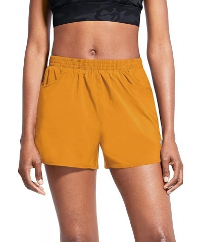 Women's 3" Running Athletic Shorts Quick Dry Lightweight Gym Workout Shorts with Pockets Classic Yellow $11.00 Activewear