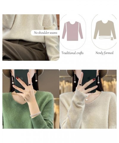 Women's Wool v-Neck Comfortable Pullover Sweater Autumn and Winter Fashion Versatile Long-Sleeved Wool Sweater Dark Green $21...