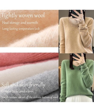 Women's Wool v-Neck Comfortable Pullover Sweater Autumn and Winter Fashion Versatile Long-Sleeved Wool Sweater Dark Green $21...