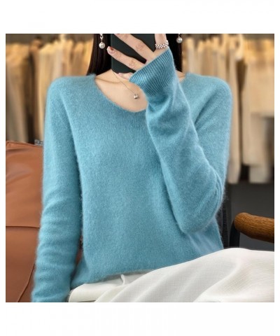 Women's Wool v-Neck Comfortable Pullover Sweater Autumn and Winter Fashion Versatile Long-Sleeved Wool Sweater Dark Green $21...