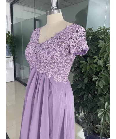 Lace Appliques Mother of The Bride Dresses for Wedding V Neck Chiffon Formal Evening Gowns with Sleeves Mauve $32.24 Dresses