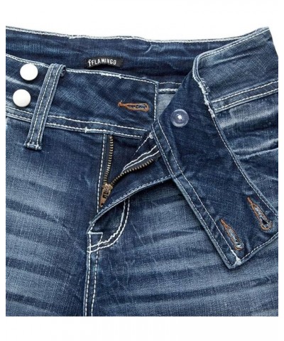 Flare Jeans for Women Button Up Low Rise Jeans Stretch Boot Cut Jeans Denim Pants Mid Wash Blue $22.55 Jeans