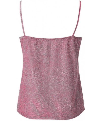 Blusa Womens Glitter Strappy Tank Tops Ladies Sexy Sparkle Cami Swing Vest Clubwear Pink $8.80 Tanks