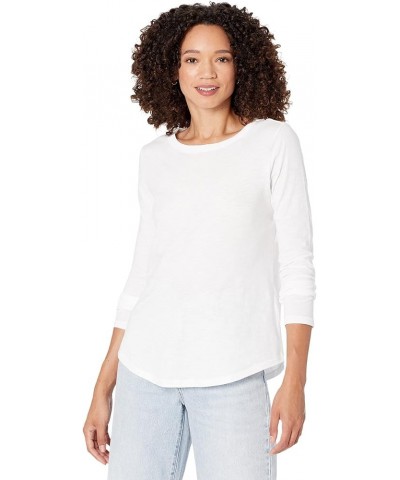 Whisper Cotton Rib-Crewneck Long-Sleeve Tee Optic White $20.70 T-Shirts