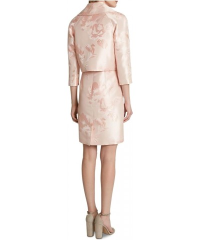 Women's Floral Jacquard Wrap Jacket and Dress Set Pink Gold Floral $51.13 Suits