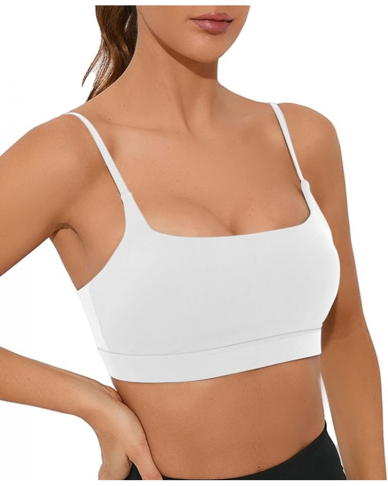 Women Adjustable Sports Bra Wirefree Racerback Workout Bras Sexy Thin Straps Yoga Sport Bras with Removable Pads White $12.87...