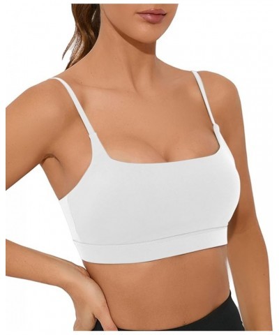 Women Adjustable Sports Bra Wirefree Racerback Workout Bras Sexy Thin Straps Yoga Sport Bras with Removable Pads White $12.87...